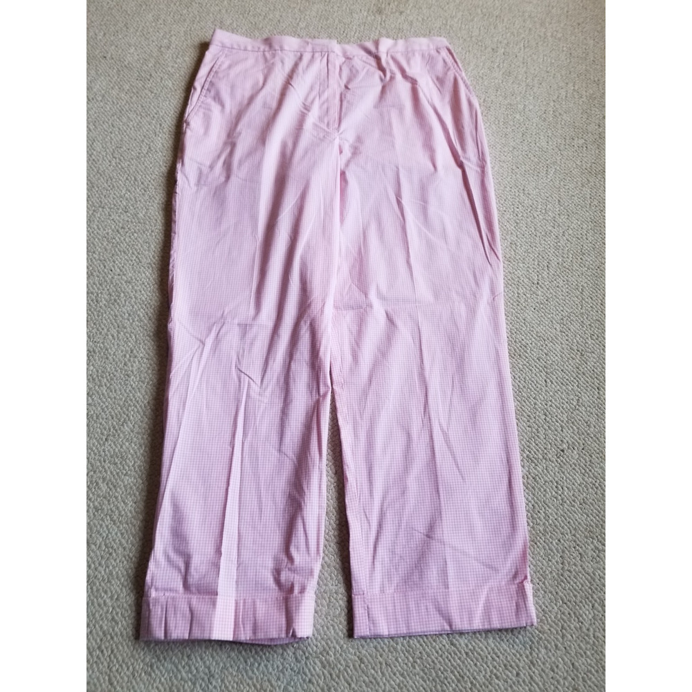 NWT Womens Pants-JONES NEW YORK-pink/white "Gingham" cotton crop Cottagecore-12